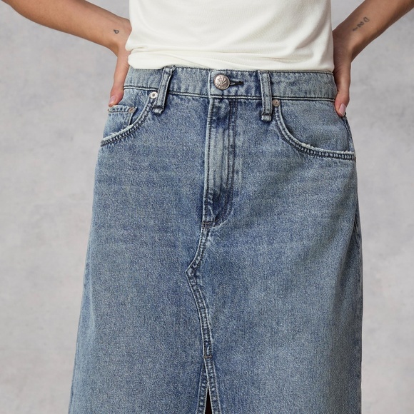 rag & bone Clara denim midi skirt 26 - Picture 3 of 8